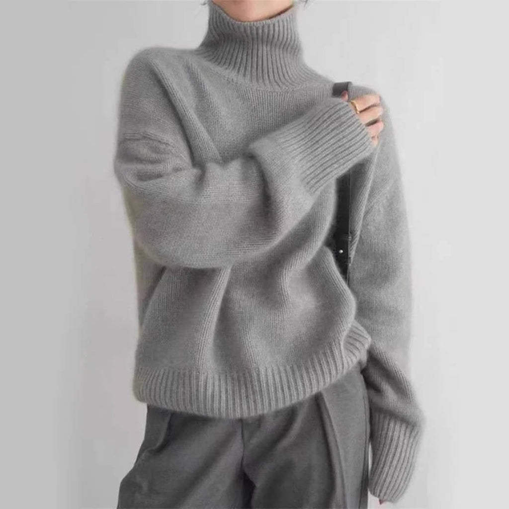 Pull à col roulé oversize en cachemire pour femme