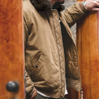 Blouson aviateur coupe-vent pour homme avec col en fourrure