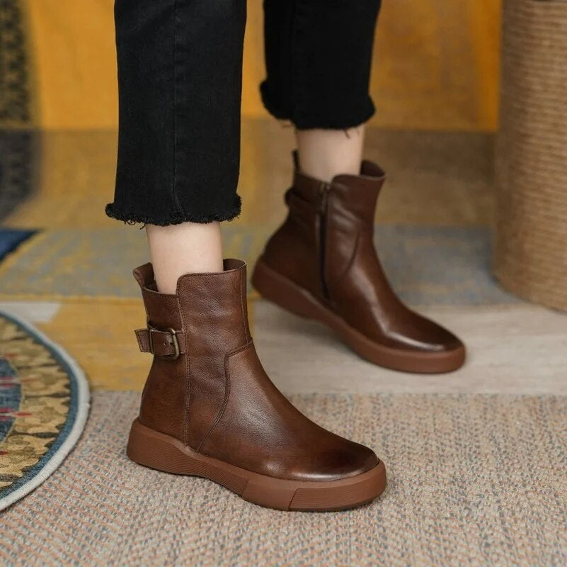 Women's Casual Buckle Ankle Boots