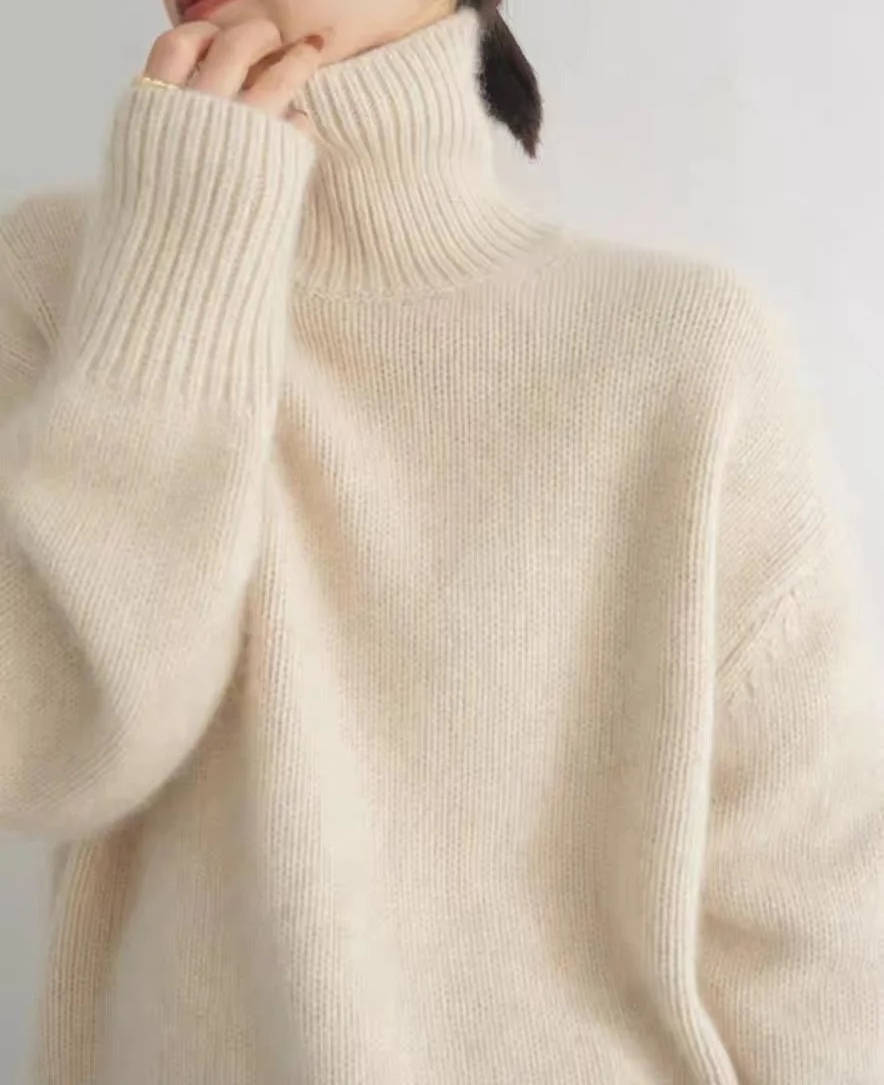 Pull à col roulé oversize en cachemire pour femme
