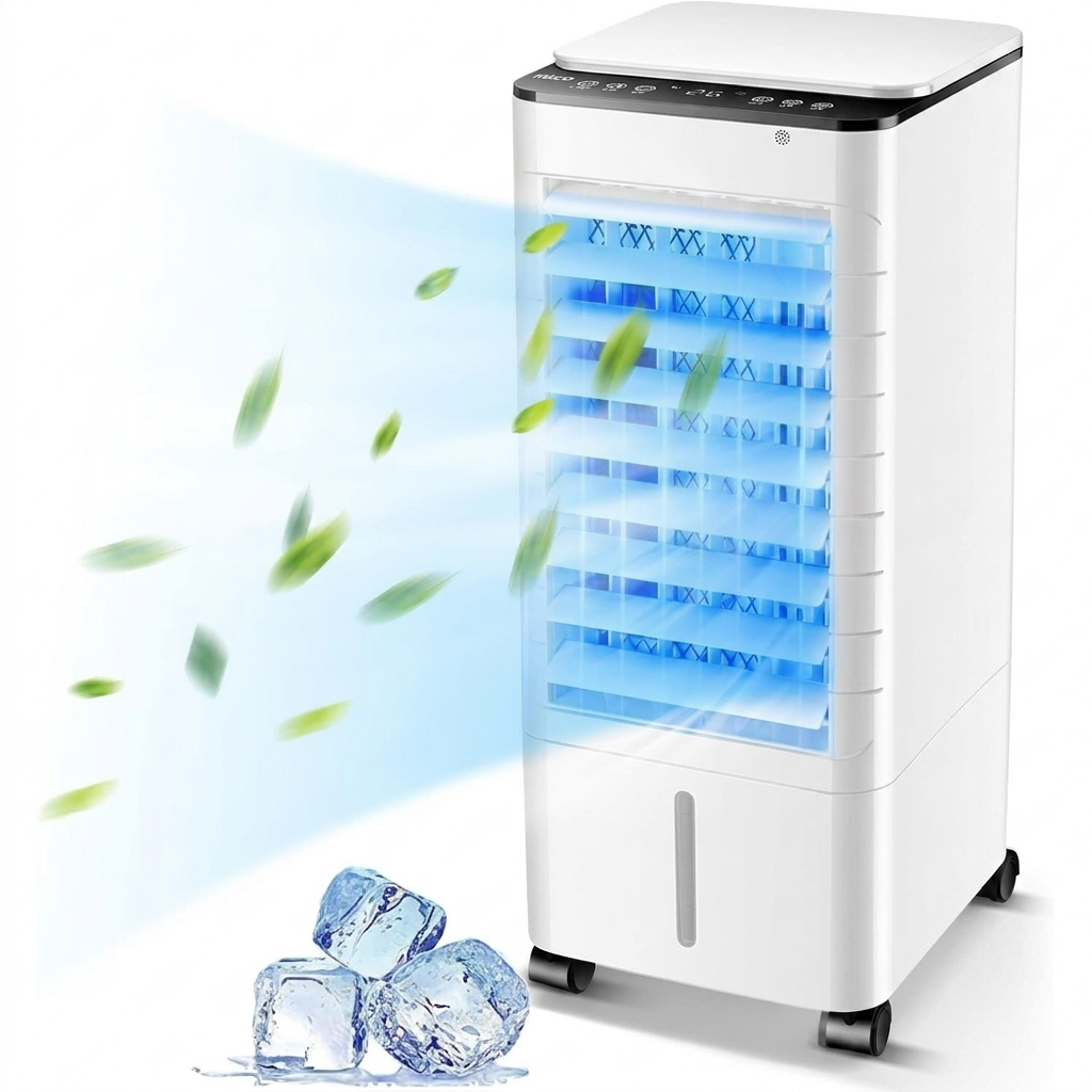 Portable Evaporative Air Cooler with Humidifier for Summer Home Cooling