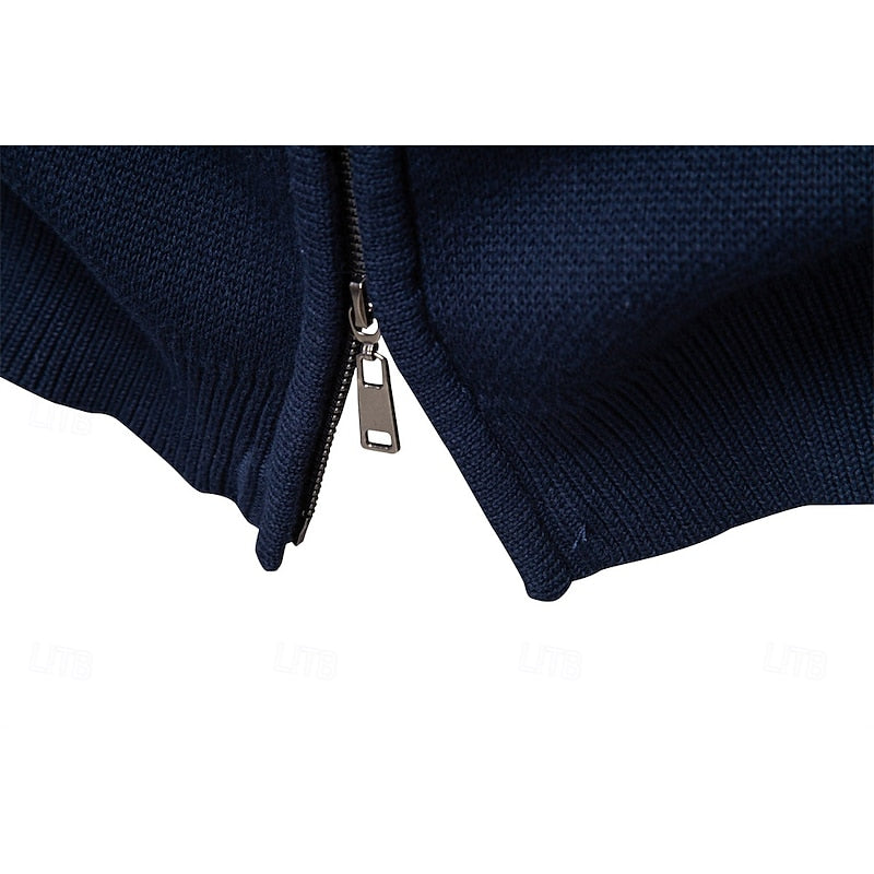 Cardigan en maille à motif Fair Isle pour homme | Col montant et fermeture éclair intégrale
