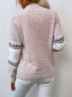 Pull de Noël oversize pour femme | Col montant en maille Fair Isle