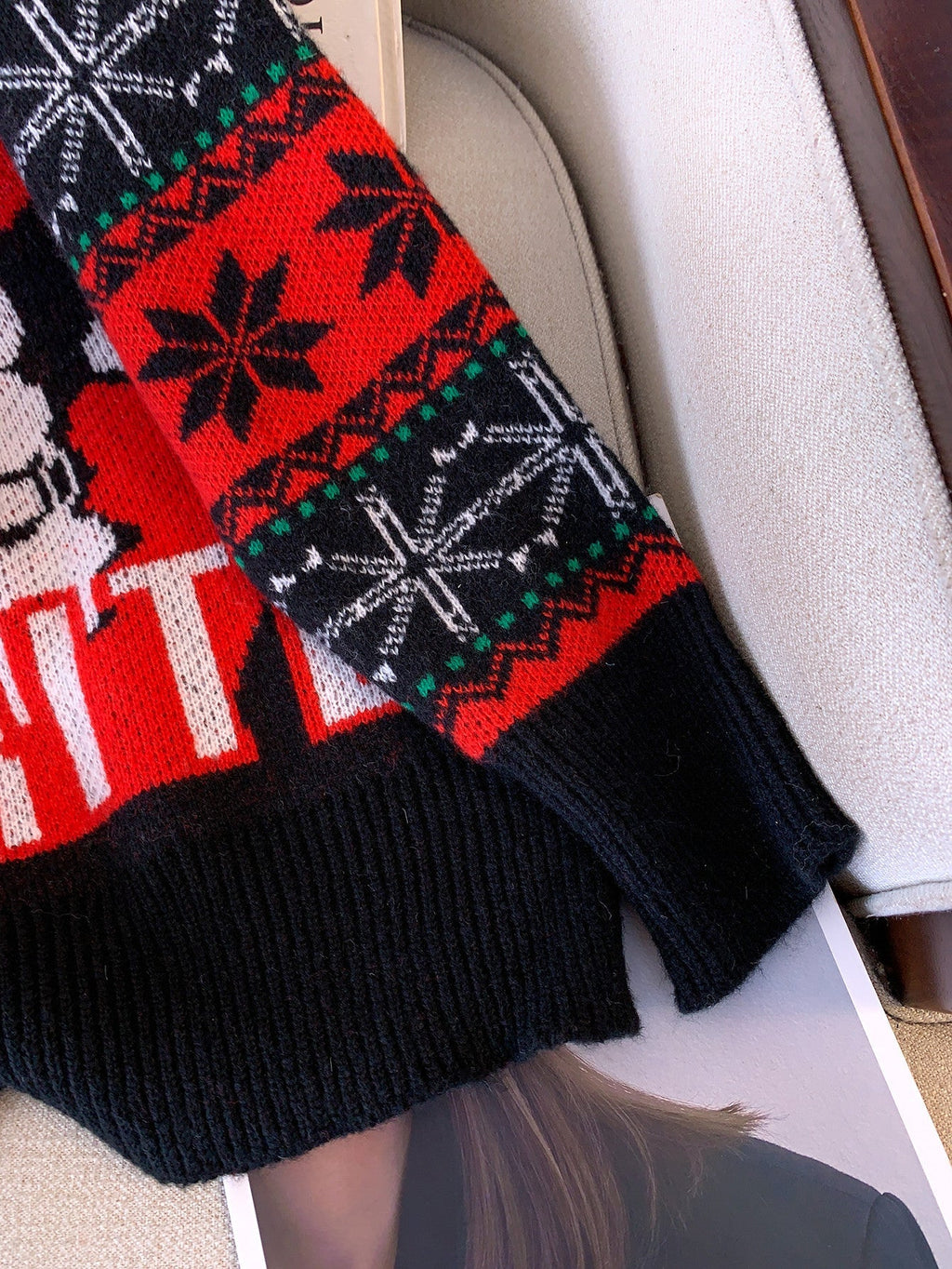 Pull de Noël oversize pour femme | Maille Fair Isle avec Père Noël