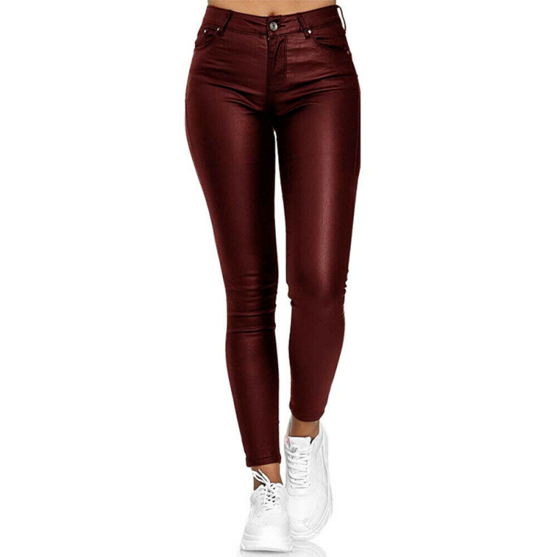 Jean skinny enduit taille haute pour femme