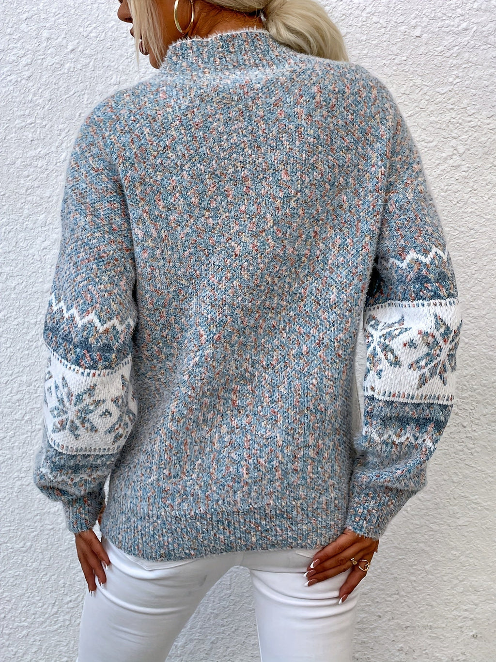 Pull de Noël oversize pour femme | Col montant en maille Fair Isle