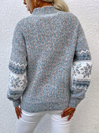 Pull de Noël oversize pour femme | Col montant en maille Fair Isle