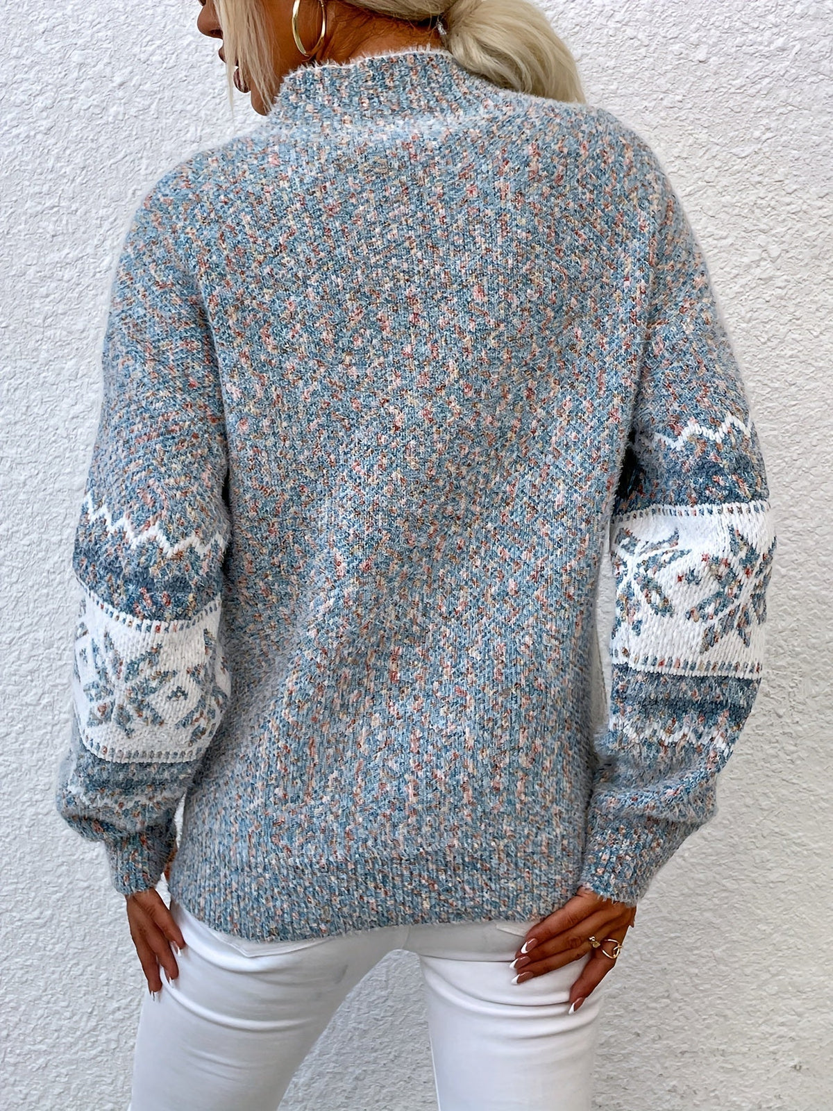 Pull de Noël oversize pour femme | Col montant en maille Fair Isle