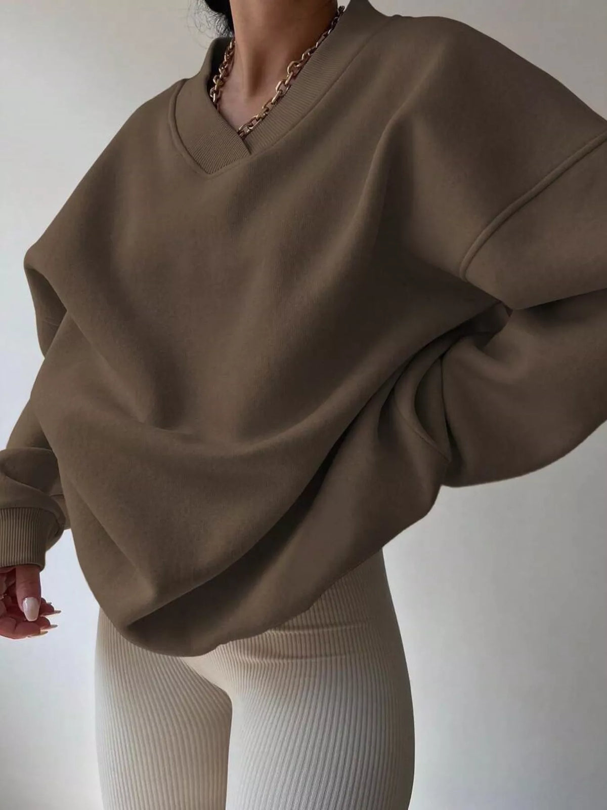 Women's Oversized V-Neck Jumper