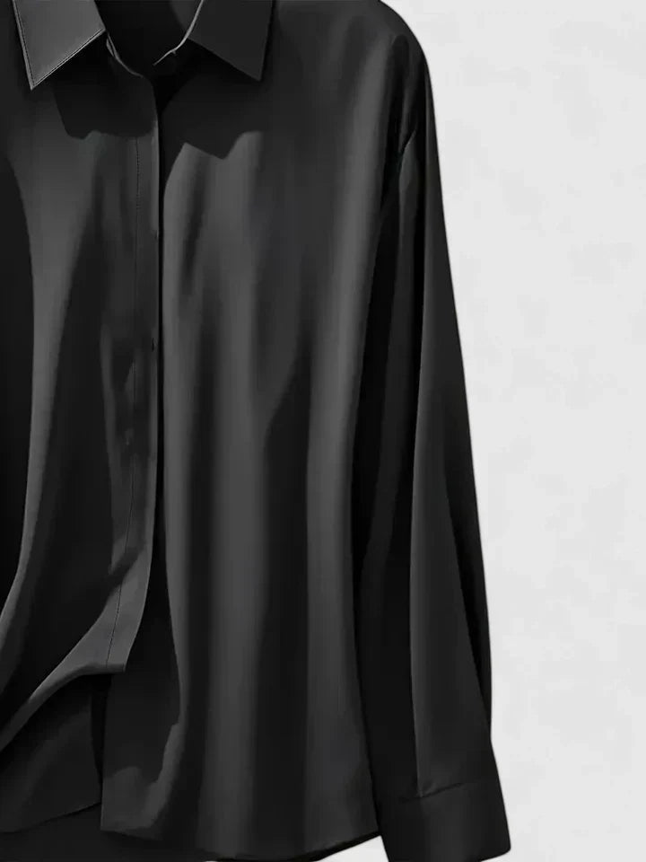 Chemise boutonnée à manches longues et col pour femme