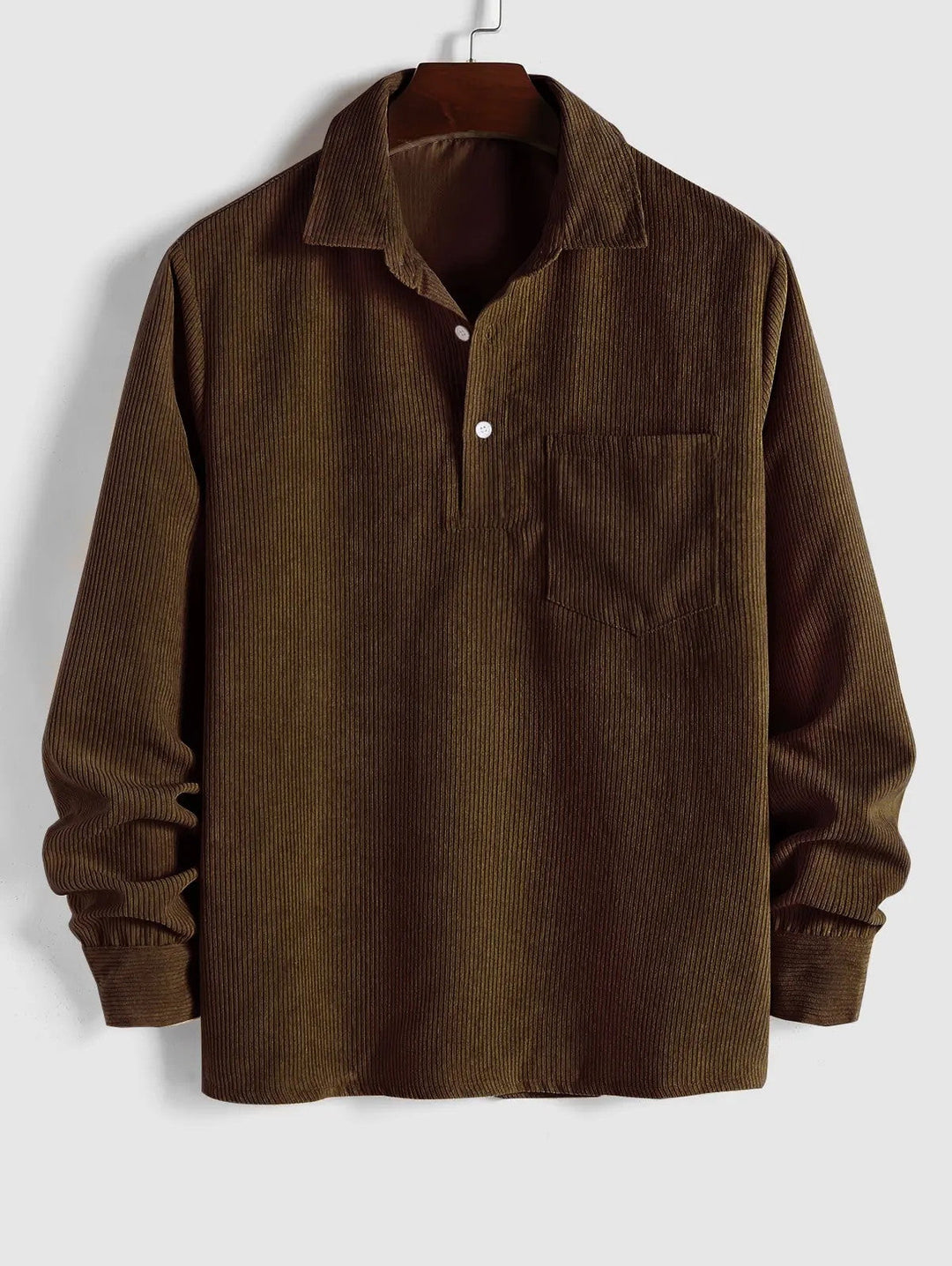 Men’s Corduroy Long Sleeve Polo Shirt