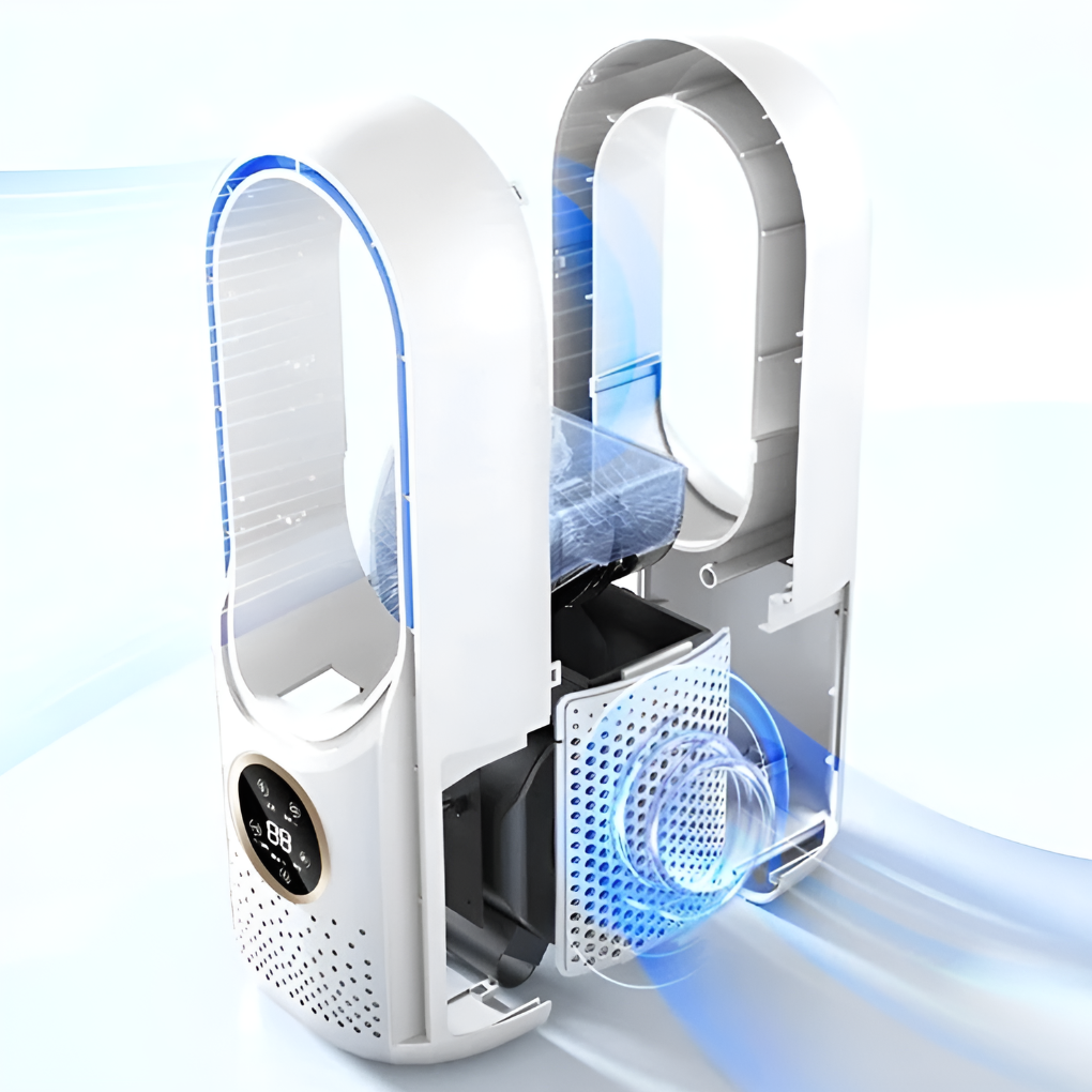 Bladeless Air Cooler with Humidifier & LED Night Light for Summer Cooling