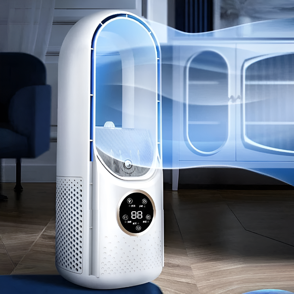 Bladeless Air Cooler with Humidifier & LED Night Light for Summer Cooling