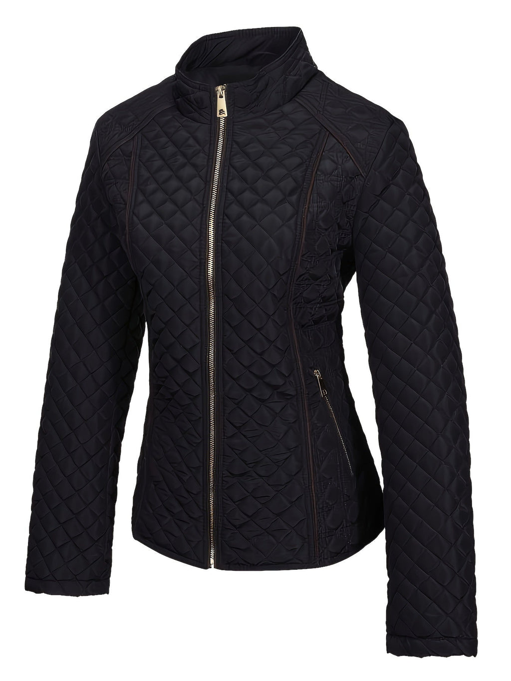 Women's Diamond Quilted Zip-Up Jacket