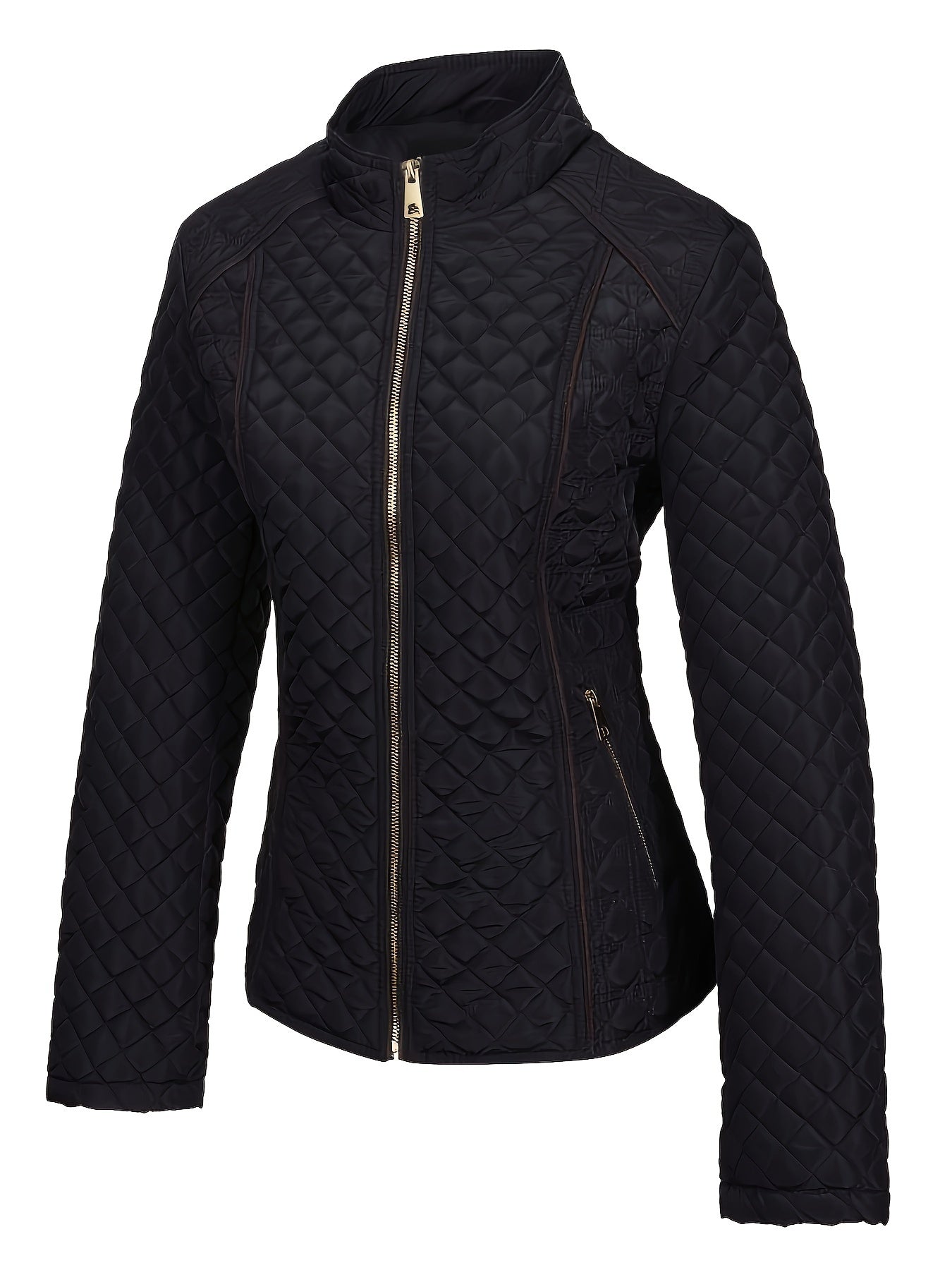 Women's Diamond Quilted Zip-Up Jacket