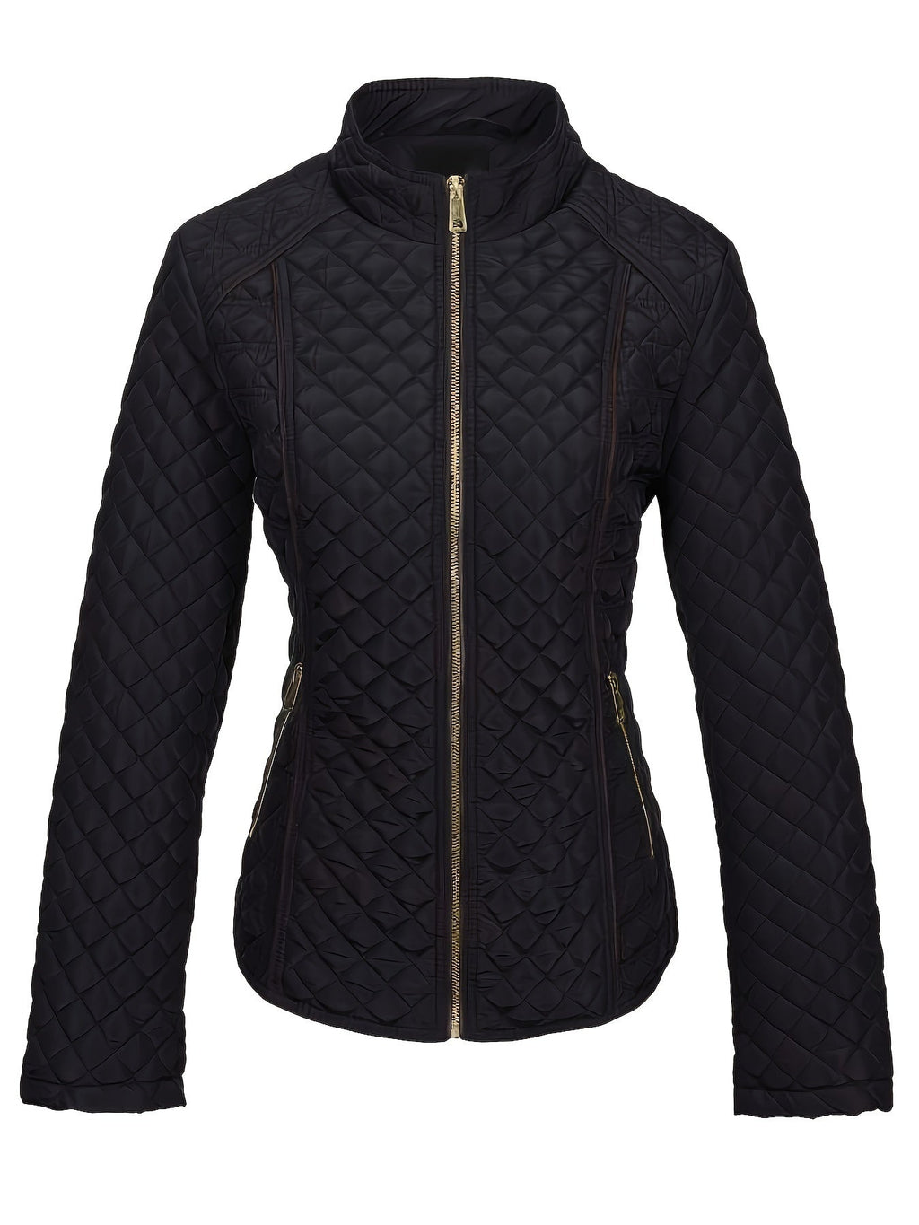 Women's Diamond Quilted Zip-Up Jacket