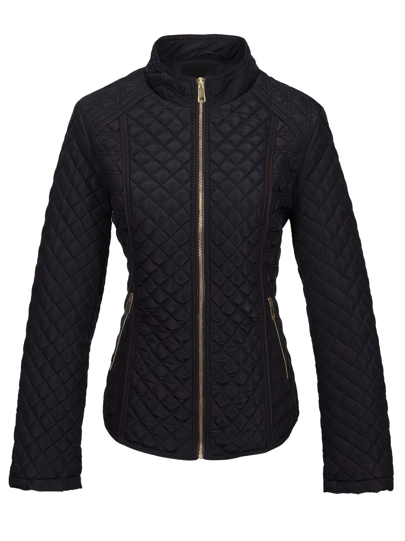Women's Diamond Quilted Zip-Up Jacket