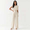 Women's Sleeveless Wide Leg Jumpsuit with Tailored Waist