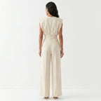 Women's Sleeveless Wide Leg Jumpsuit with Tailored Waist