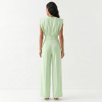Women's Sleeveless Wide Leg Jumpsuit with Tailored Waist