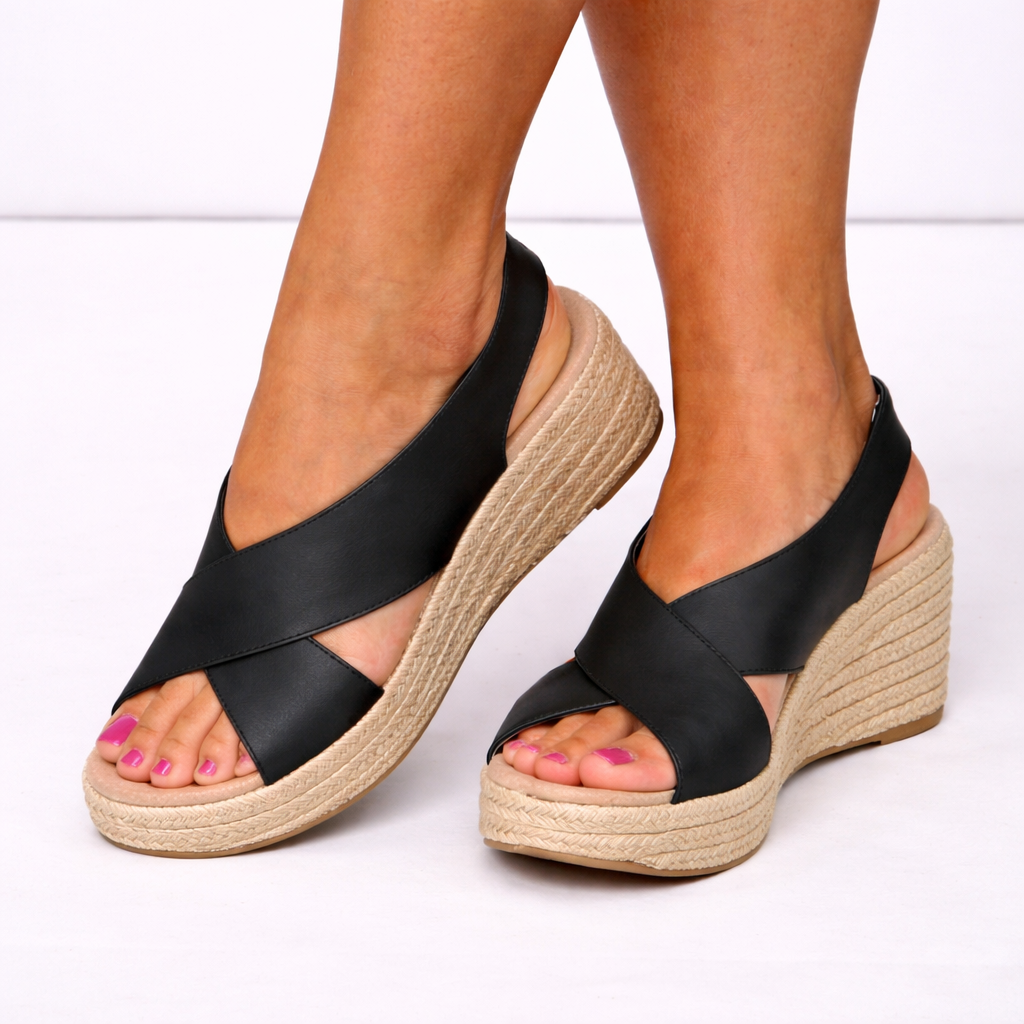 Women's Espadrille Wedge Sandals with Cross Strap for Summer