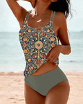Women's Polyester Tankini Swimsuit for Summer Beach Holiday Swimwear