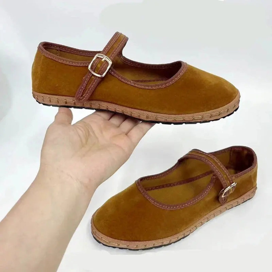 Women's Velvet Mary Jane Ballet Flats