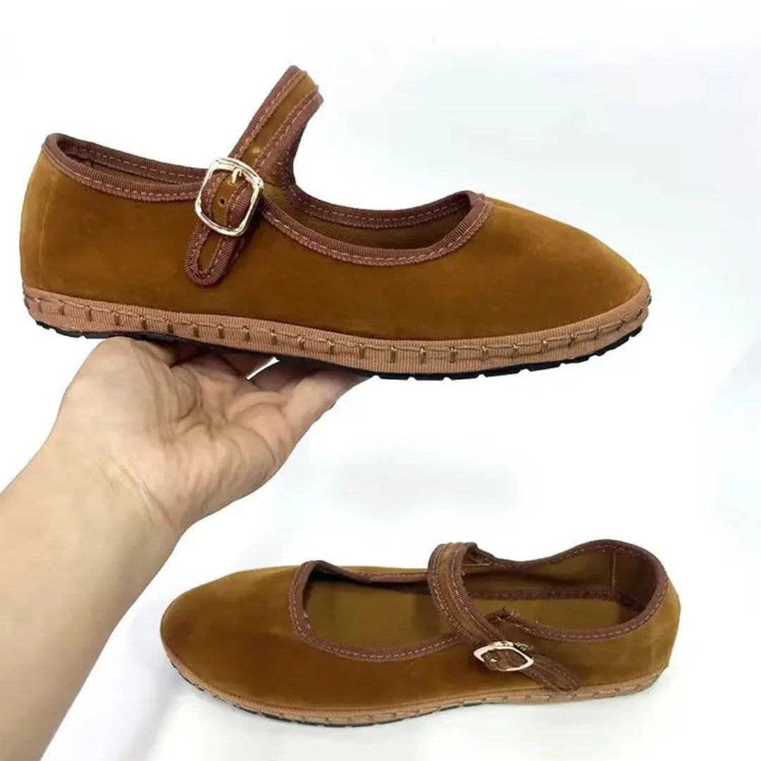 Women's Velvet Mary Jane Ballet Flats