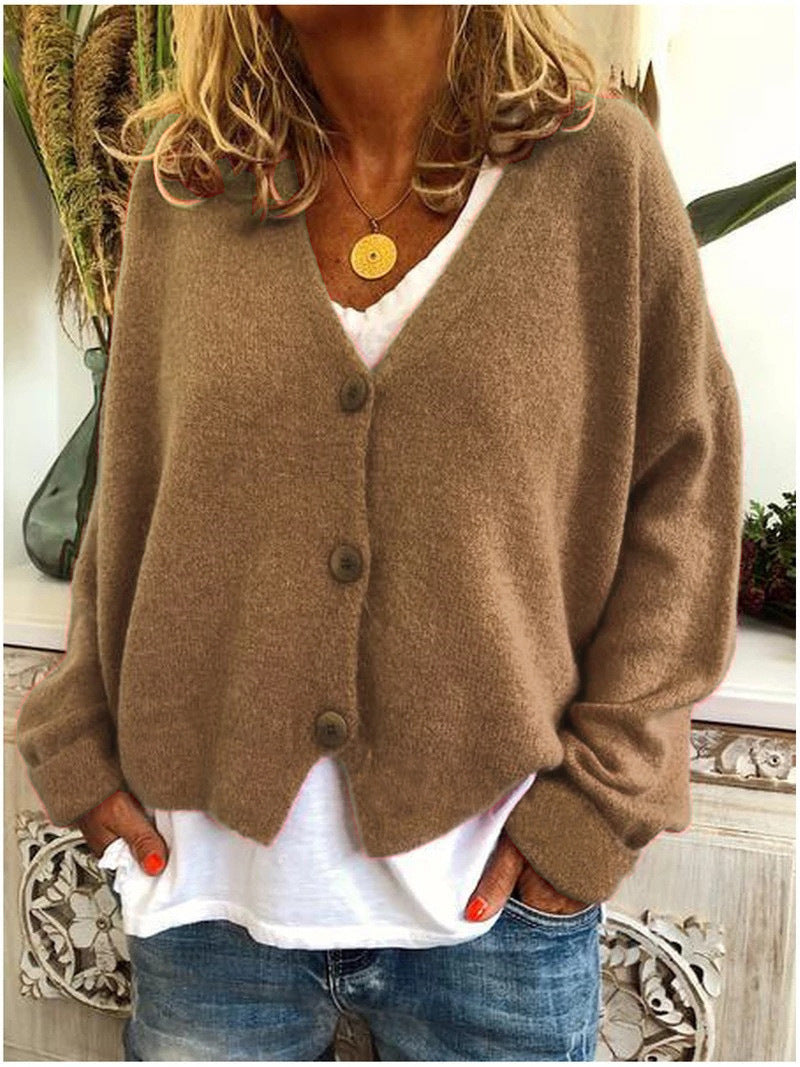 Cardigan en maille souple à col V pour femme