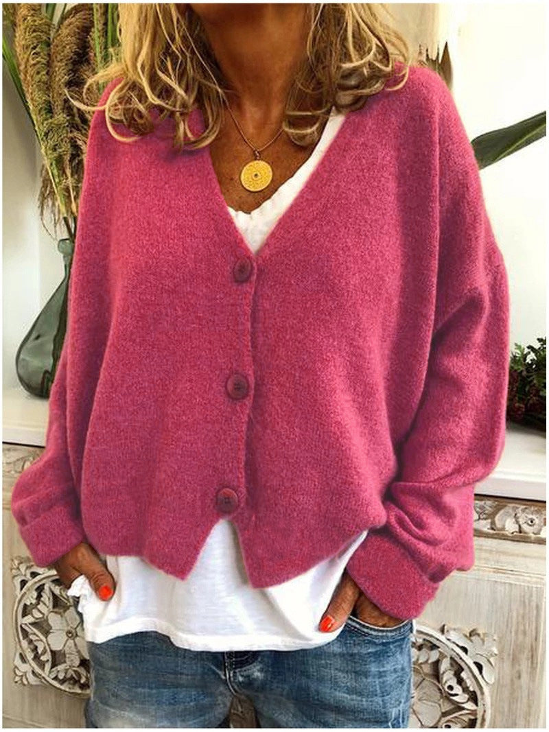 Cardigan en maille souple à col V pour femme