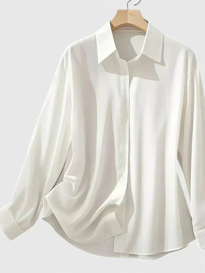 Chemise boutonnée à manches longues et col pour femme