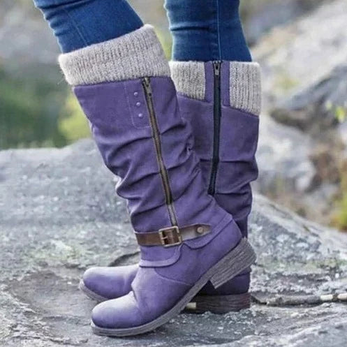 Bottes en maille montant jusqu’au milieu du mollet pour femme