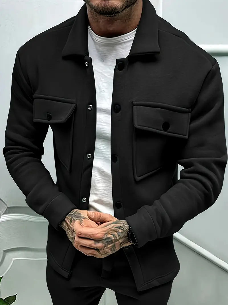 Veste-surchemise décontractée pour homme avec poches poitrine