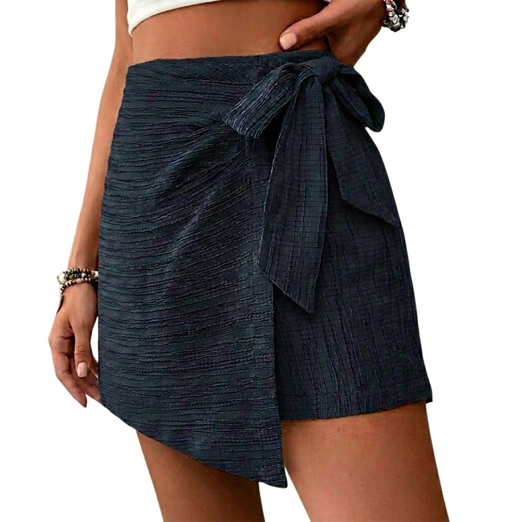 Jupe-short asymétrique portefeuille avec lien latéral pour femme