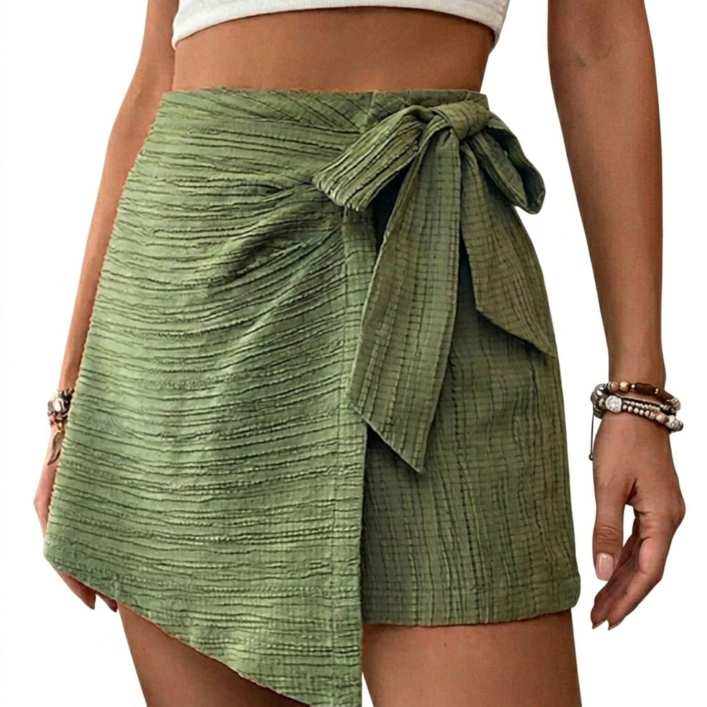 Jupe-short asymétrique portefeuille avec lien latéral pour femme