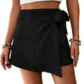 Women's Asymmetrical Wrap Mini Skort with Side Tie