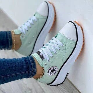 Women’s Canvas Platform Trainers with Lace-Up Fastening