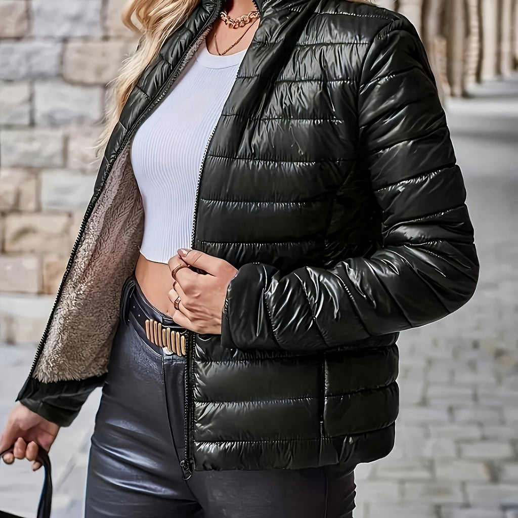 Doudoune matelassée pour femme, doublée polaire