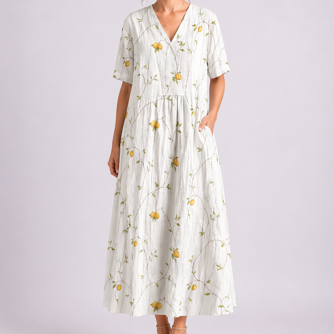 Women's Cotton Floral Midi Dress for Summer