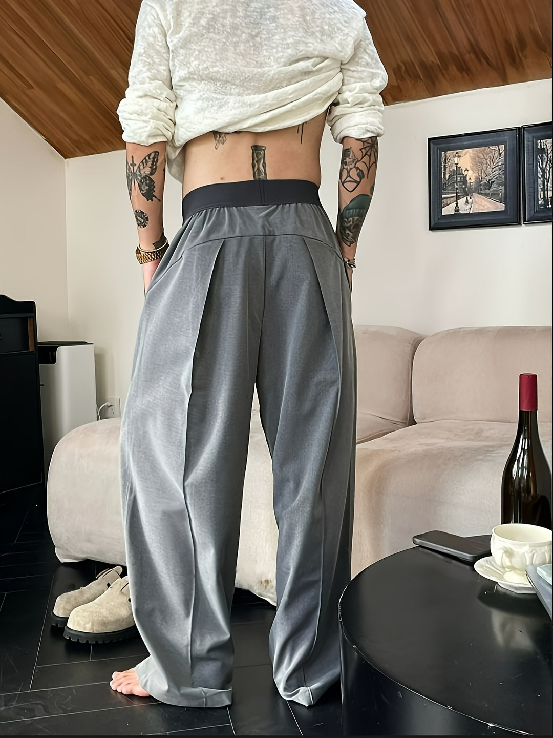 Men’s Pleated Wide Leg Trousers