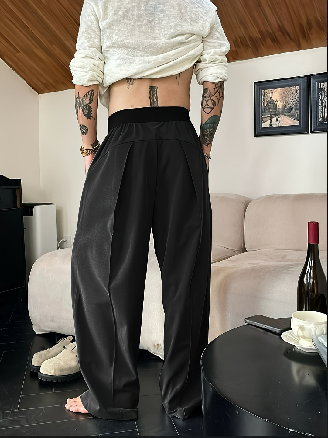 Men’s Pleated Wide Leg Trousers