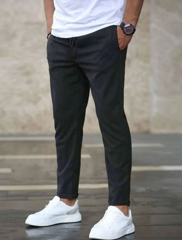 Pantalon chino ajusté pour homme avec cordon de serrage