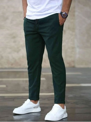 Pantalon chino ajusté pour homme avec cordon de serrage