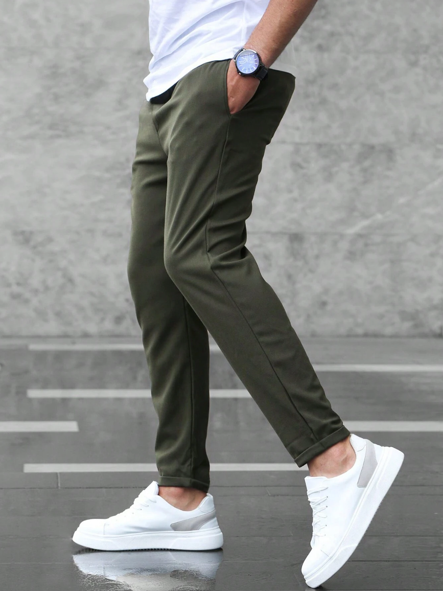 Pantalon chino ajusté pour homme avec cordon de serrage