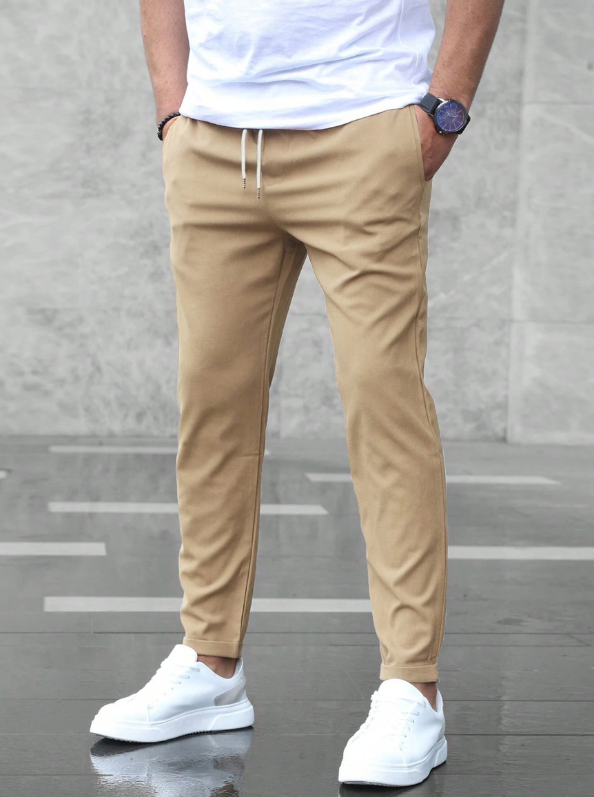 Męskie spodnie chino slim fit ze sznurkiem