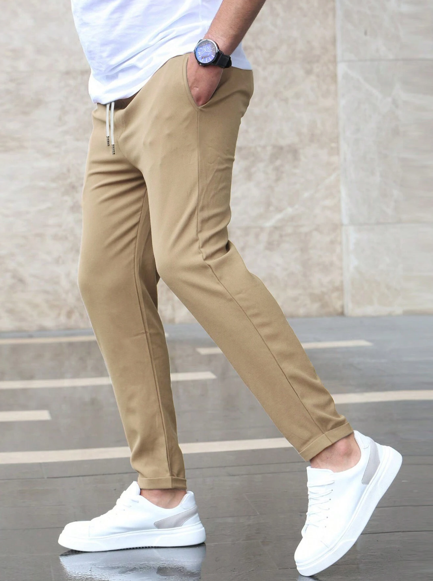 Pantalon chino ajusté pour homme avec cordon de serrage
