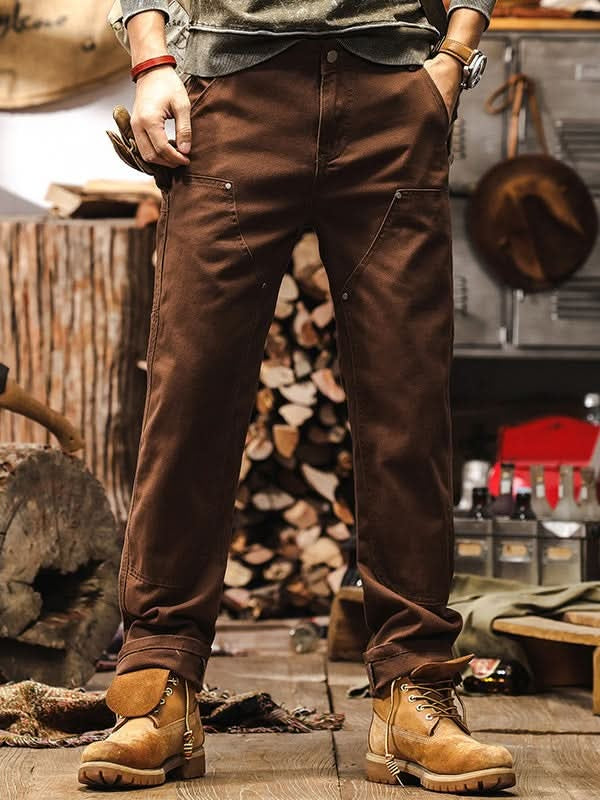 Men’s Straight Leg Cotton Twill Cargo Work Trousers