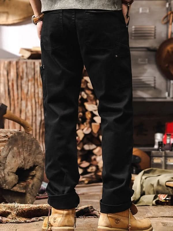 Men’s Straight Leg Cotton Twill Cargo Work Trousers