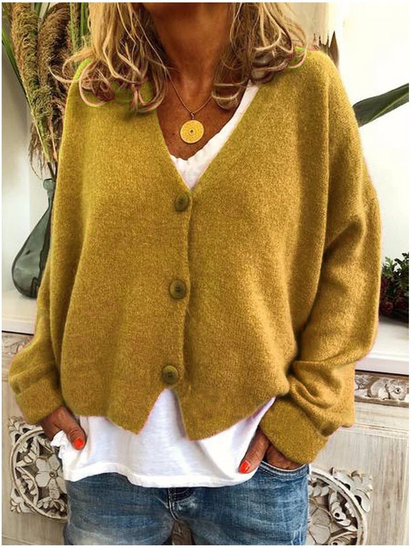 Cardigan en maille souple à col V pour femme