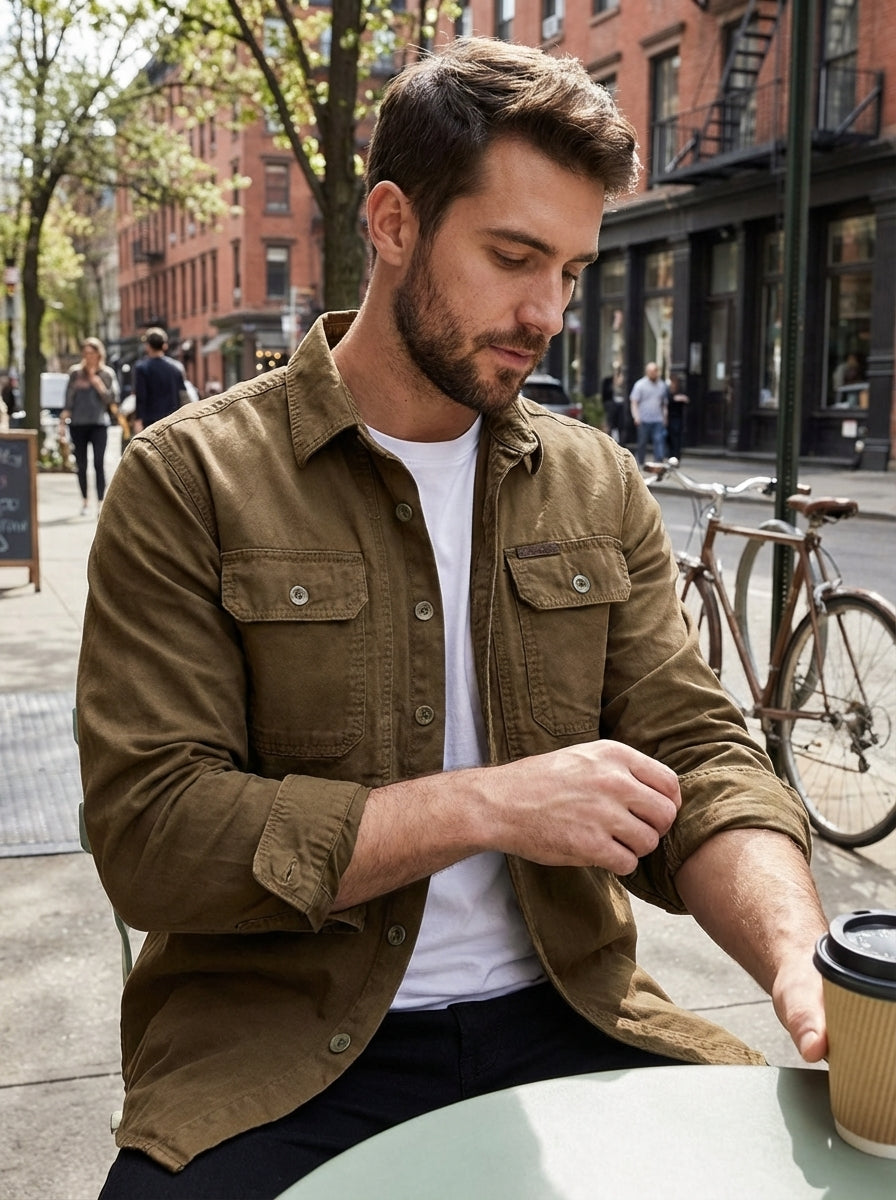 Surchemise-veste en coton pour homme
